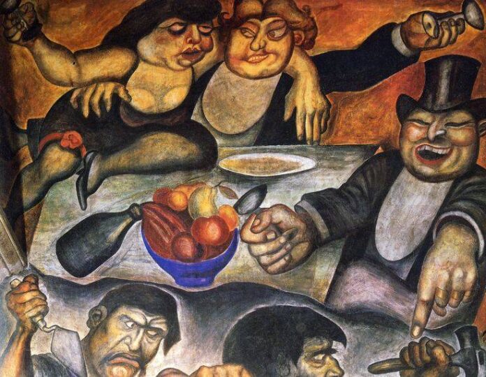 orozco-los-ricos-banquetean-mientras-los-obreros-luchan-arte-mexicano